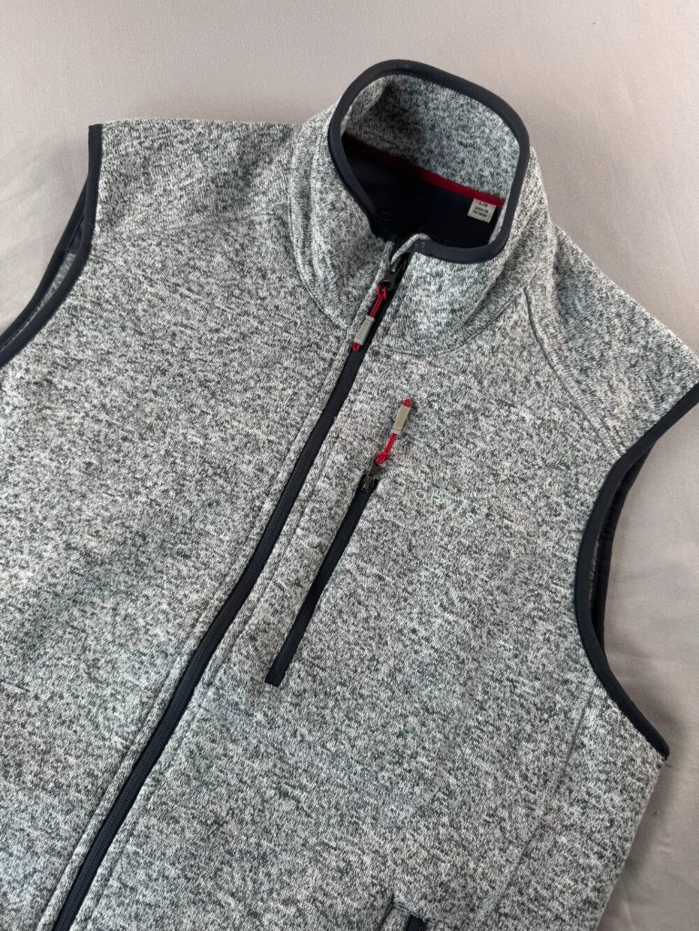 ORVIS Men's L Fleece Sleeveless Full Zip Pockets Heather Gray Vest Cozy Autumn